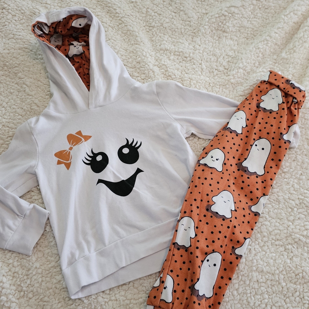 Kids Ghost Costume Set - White and Orange